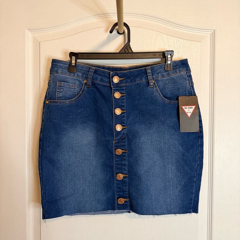 Denim Button-Up Pencil Skirt